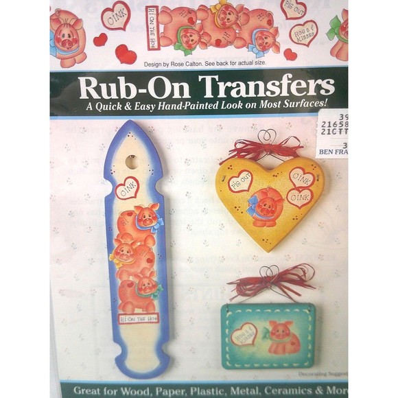 Plaid Rub on Transfers Country Critters 57050 Pigs Vintage 1994 Crafts New - Picture 2 of 3